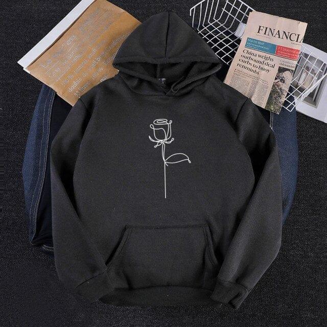 Bluza Z Kapturem Z Nadrukiem Róży