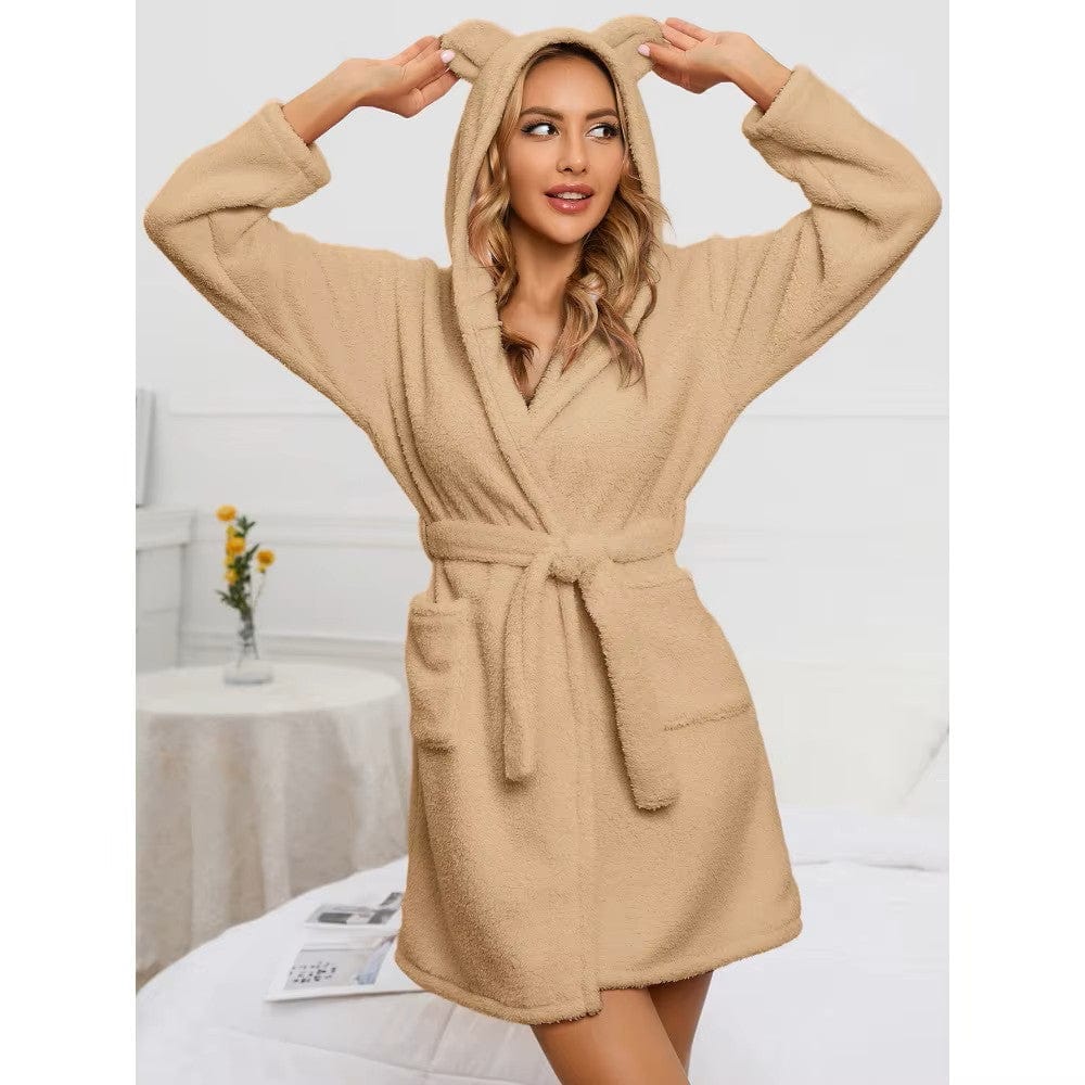 Ciepły Szlafrok Z Uszami Misia