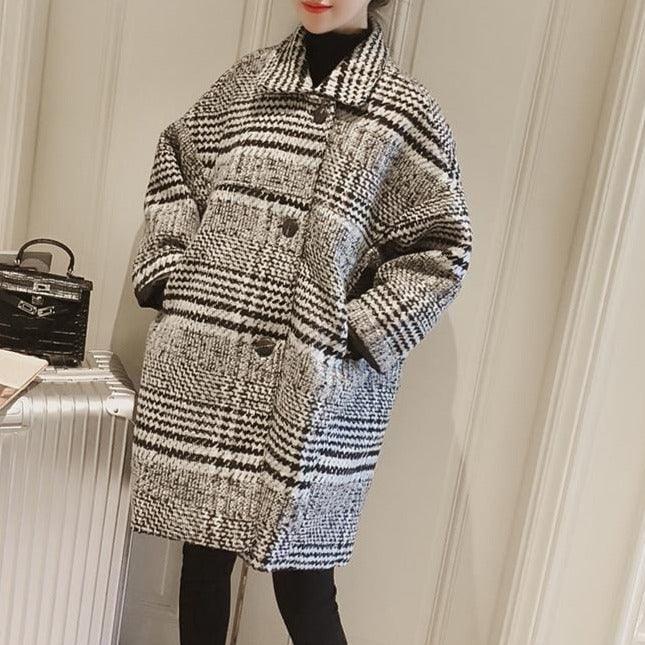 Długi Płaszcz W Kratę