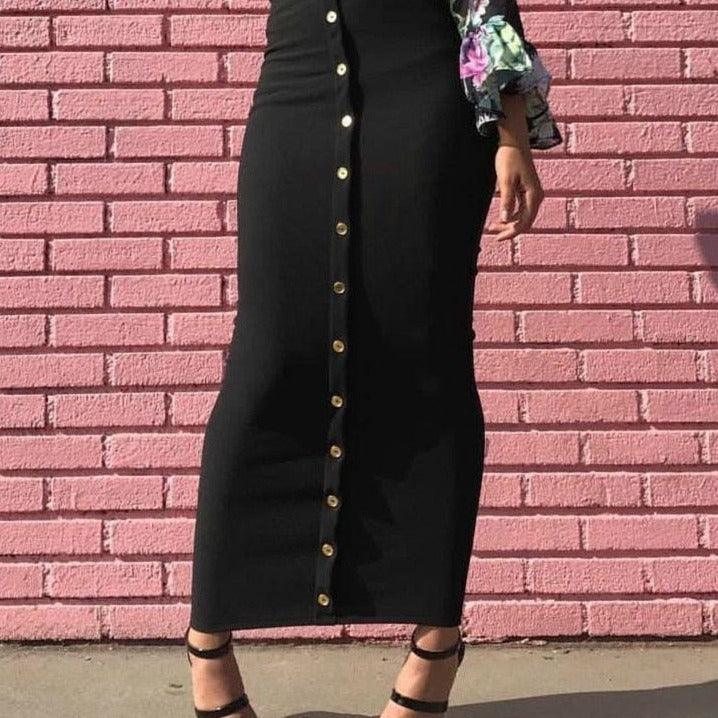 Dopasowana Spódnica Ze Złotymi Guzikami