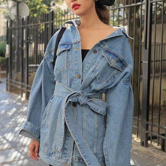 Jeansowa Kurtka Z Wiązaniem