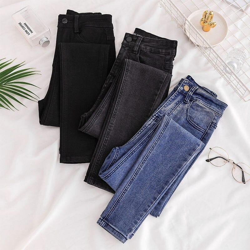 Jeansy Skinny Z Wysokim Stanem