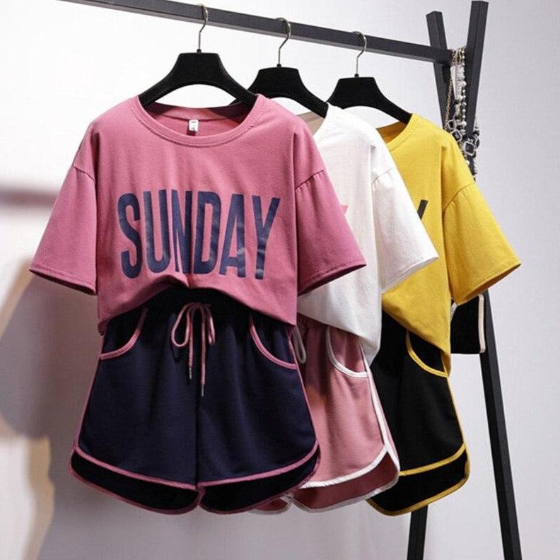 Klasyczna Dwuczęściowa Piżama Z Napisem "Sunday"