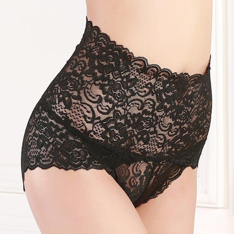 Koronkowe Majtki Plus Size Z Wysokim Stanem