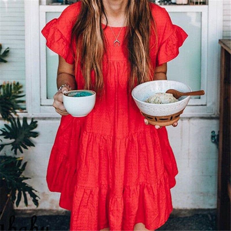 Krótka Sukienka Z Falbanami