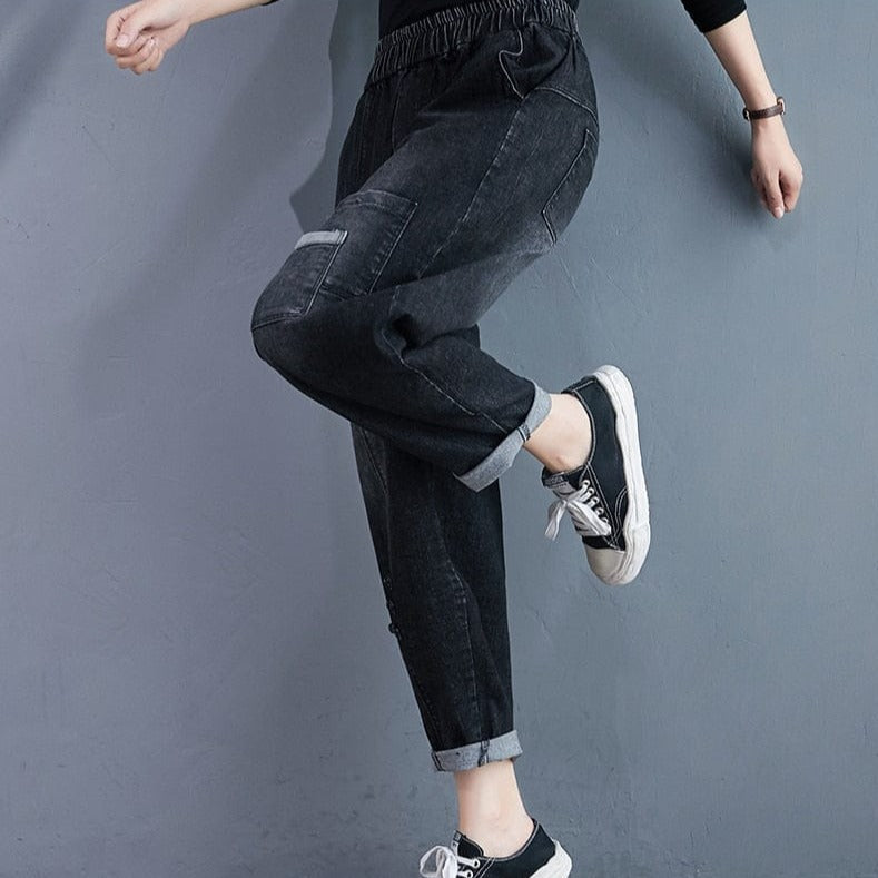 Luźne Jeansy Z Kieszeniami