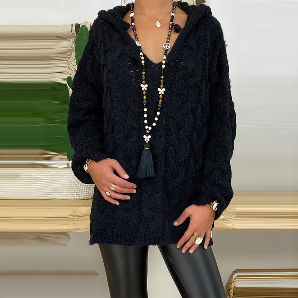 Luźny Sweter Z Kapturem