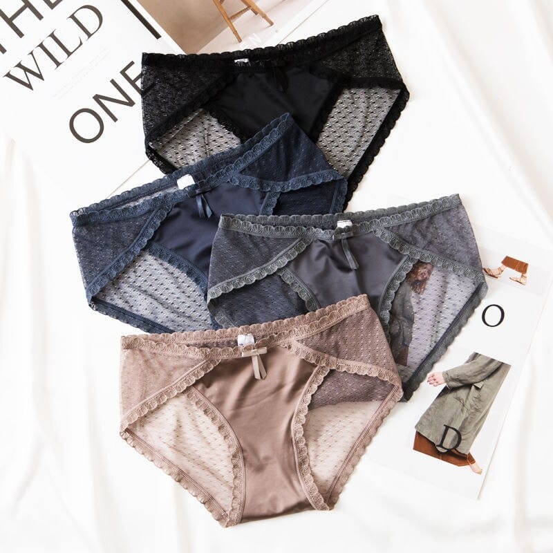 Oddychające Koronkowe Figi Z Kokardką