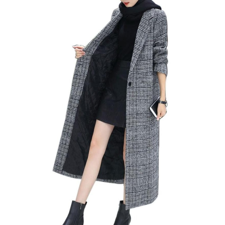 Prosty Płaszcz W Kratę