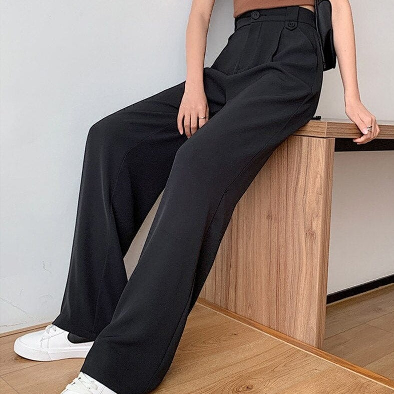 Szerokie Spodnie Z Wysokim Stanem