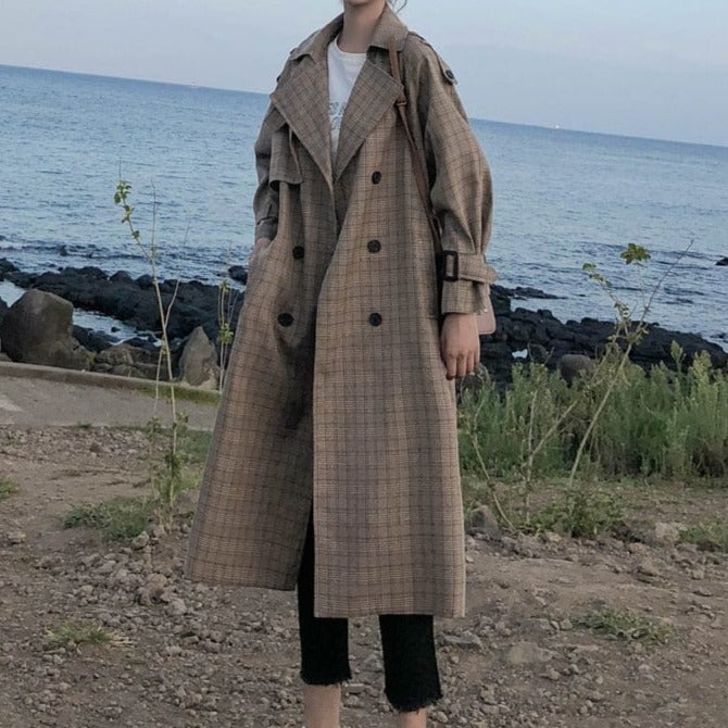 Wiązany Płaszcz W Kratę