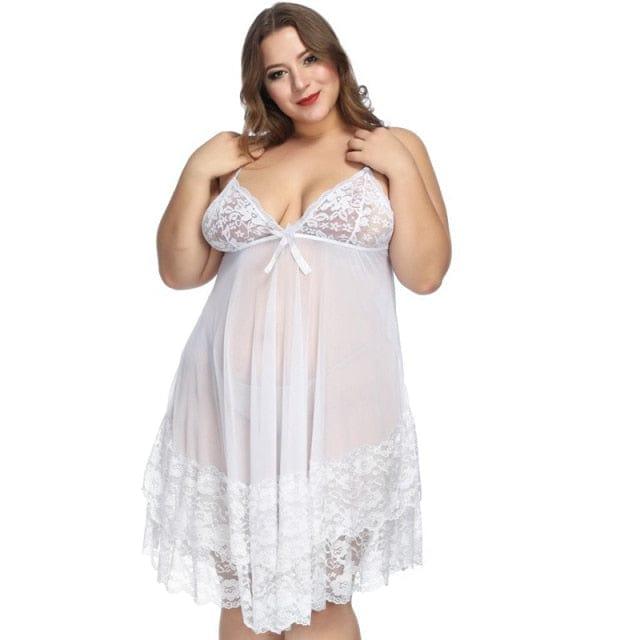 Koszula Nocna Plus Size Transparentna Z Wyjątkową Koronką
