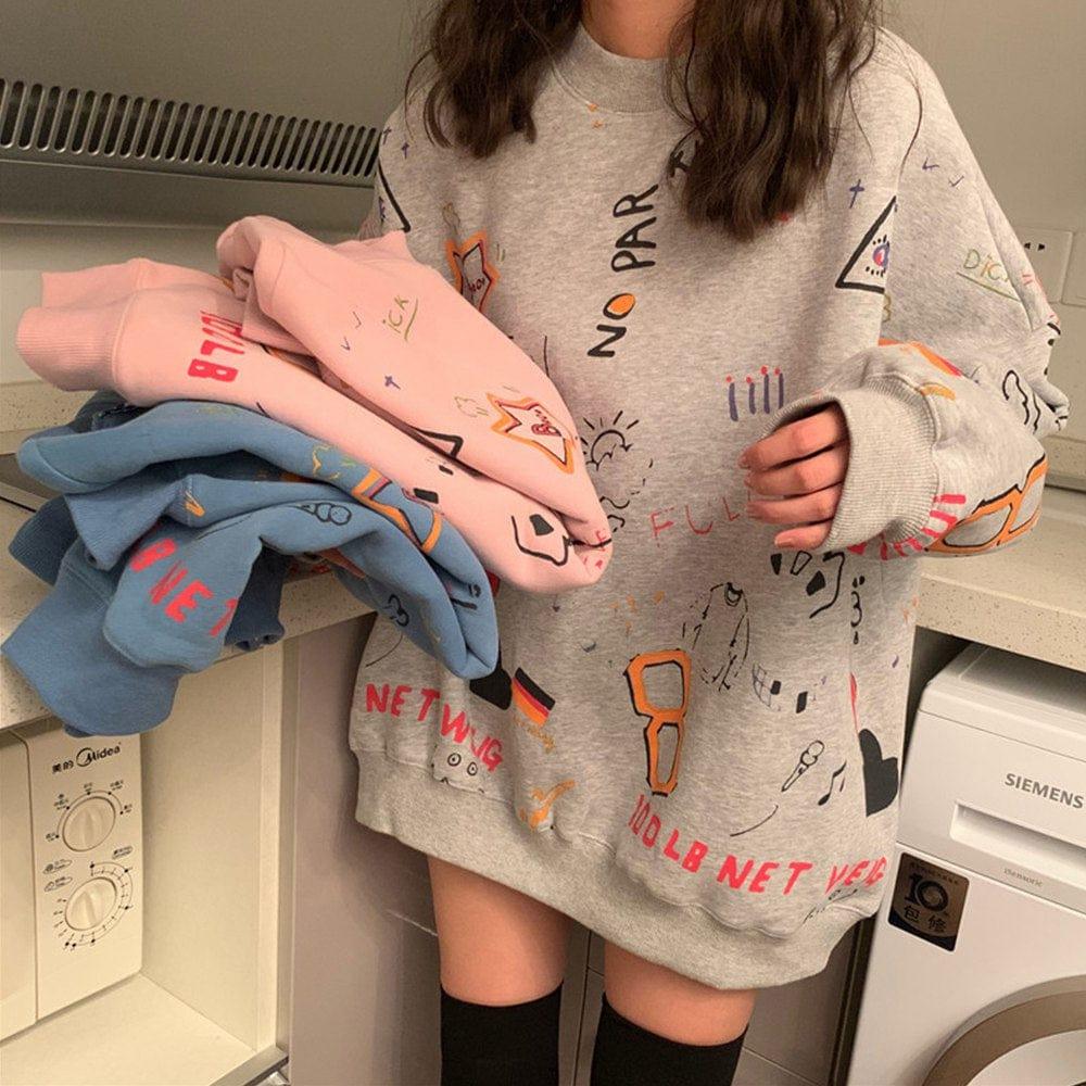 Bluza Oversize Z Nadrukami