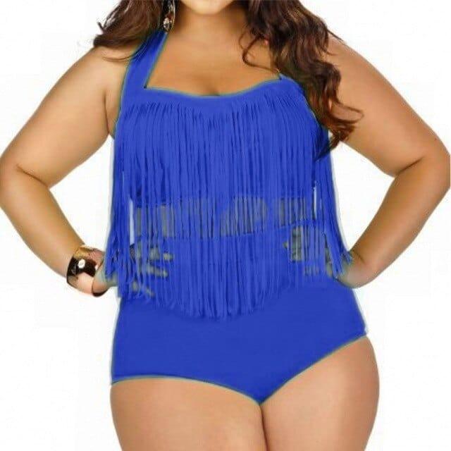 Dwuczęściowy Strój Kąpielowy Plus Size Z Górą Ozdobioną Sznureczkami