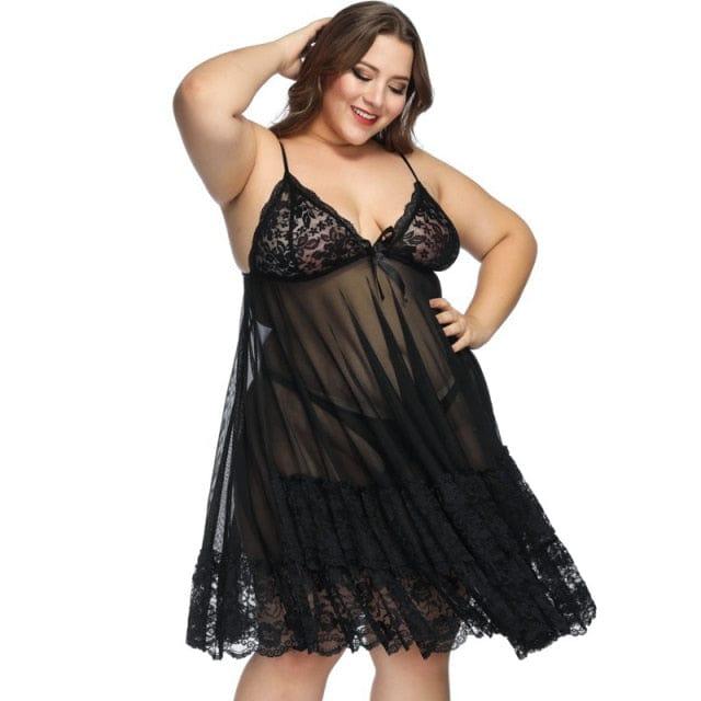 Koszula Nocna Plus Size Transparentna Z Wyjątkową Koronką