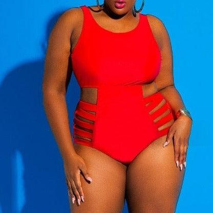 Jednoczęściowy Strój Kąpielowy Plus Size Z Wyciętymi Bokami