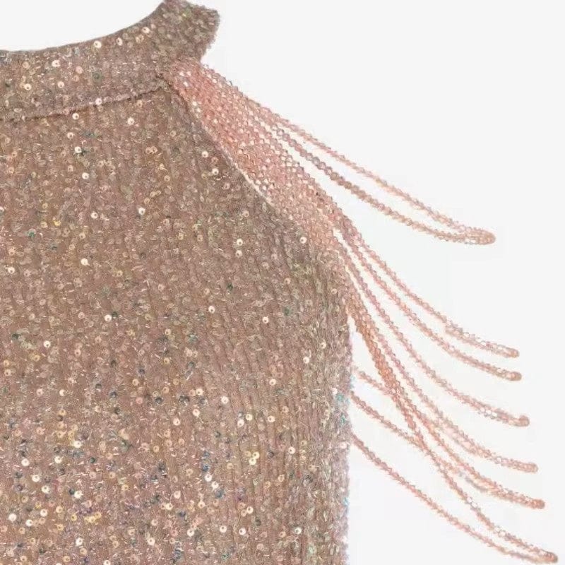 Cekinowa Sukienka Mini Z Paskami Na Ramionach