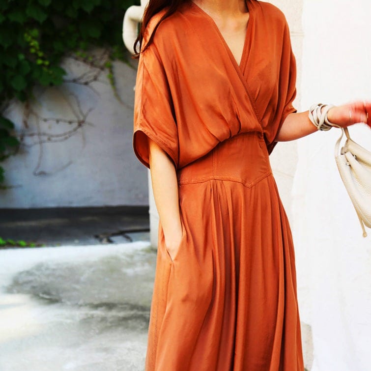 Elegancka Długa Sukienka W Stylu Kimono