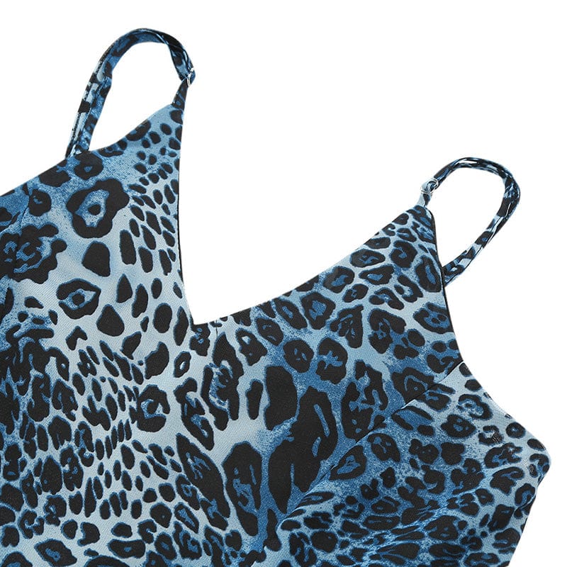 Długa Sukienka W Zwierzęcy Print