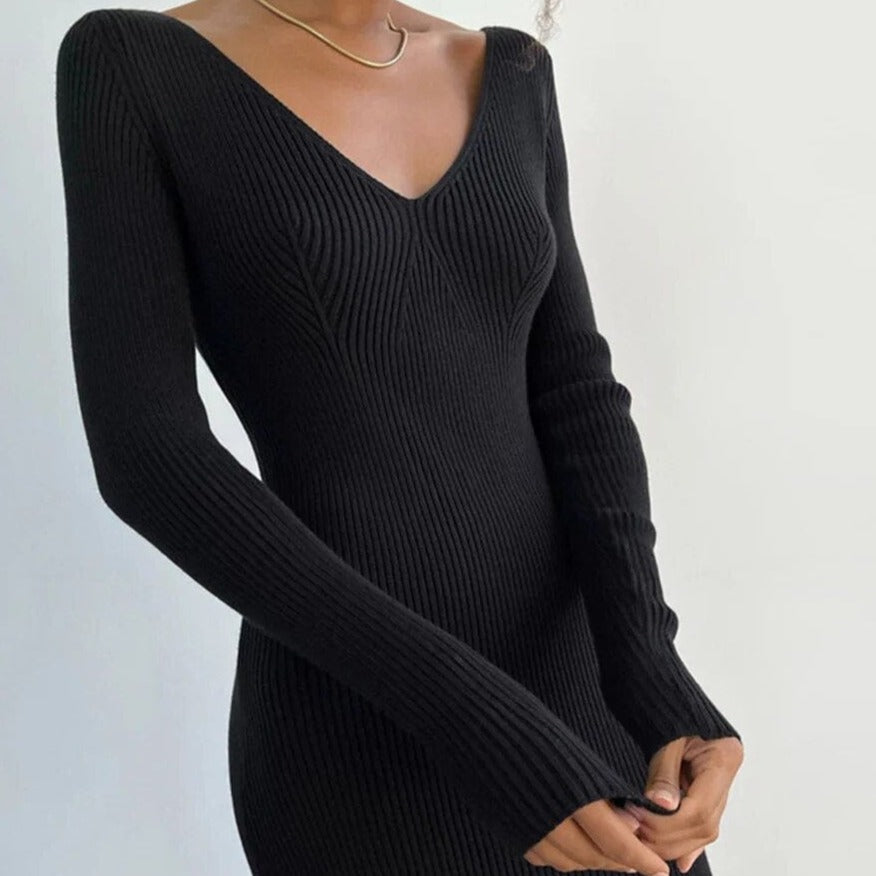 Prążkowana Sukienka Midi