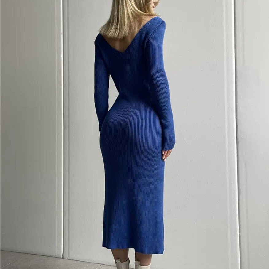 Prążkowana Sukienka Midi