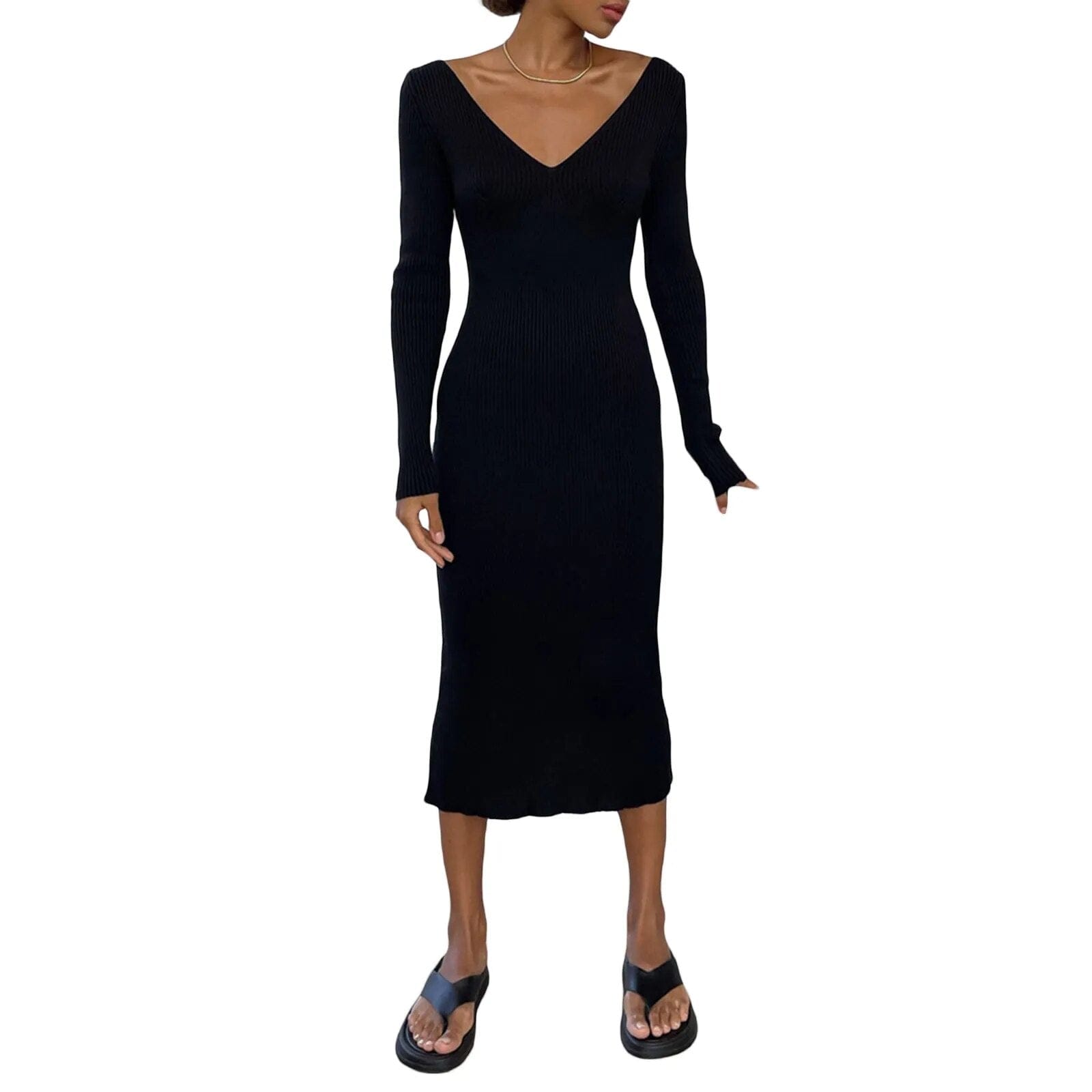 Prążkowana Sukienka Midi