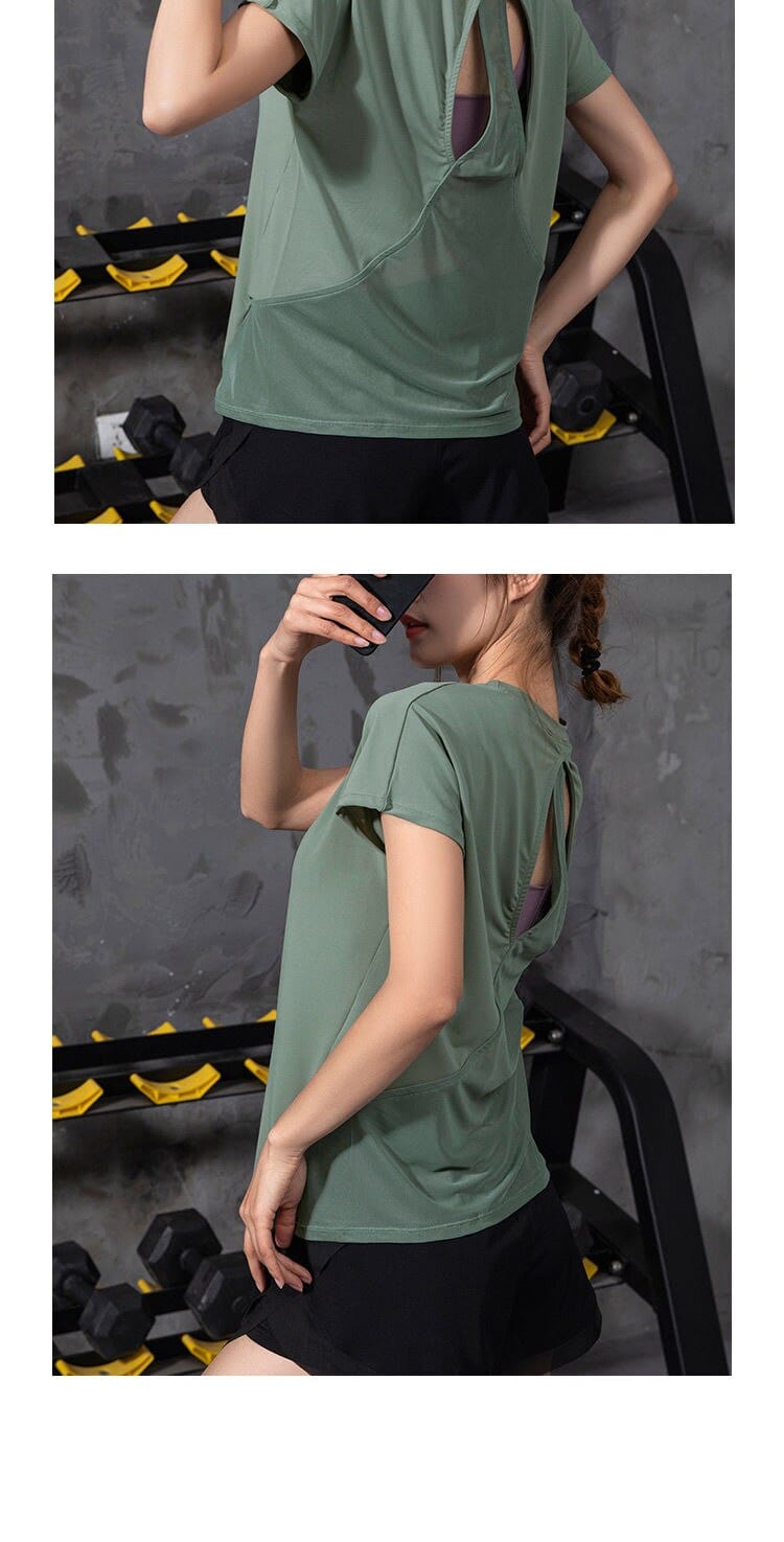 Sportowy Top Z Krótkim Rękawem I Rozcięciem Na Plecach