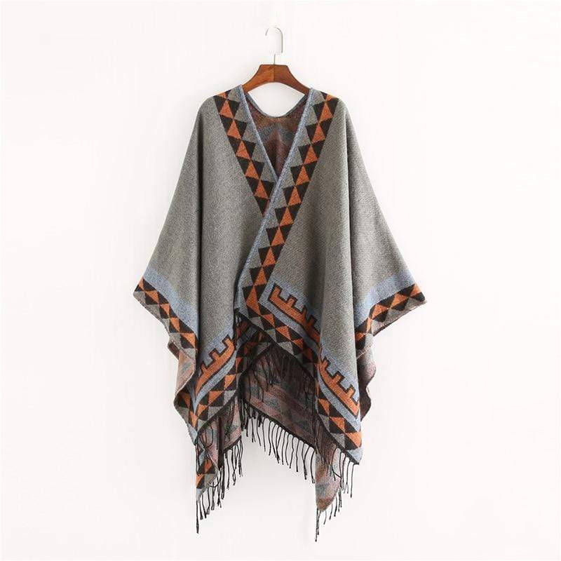 Sweter Ponczo Z Azteckimi Wzorami