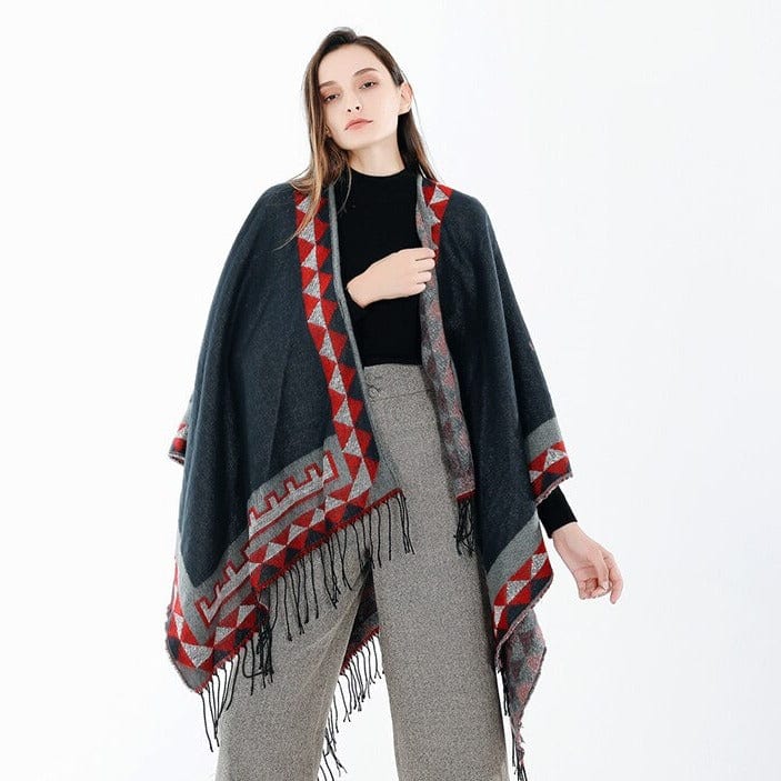 Sweter Ponczo Z Azteckimi Wzorami