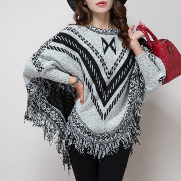 Sweter Ponczo Z Mankietami