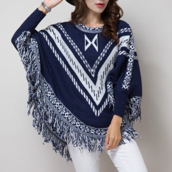 Sweter Ponczo Z Mankietami
