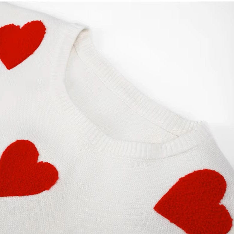 Oversizowy Sweter W Serduszka