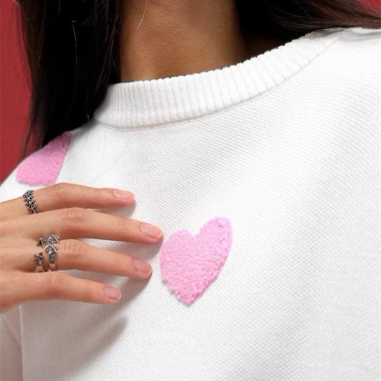Oversizowy Sweter W Serduszka