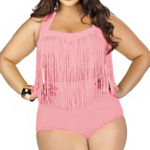 Dwuczęściowy Strój Kąpielowy Plus Size Z Górą Ozdobioną Sznureczkami