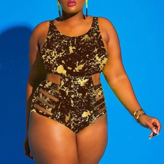 Jednoczęściowy Strój Kąpielowy Plus Size Z Wyciętymi Bokami