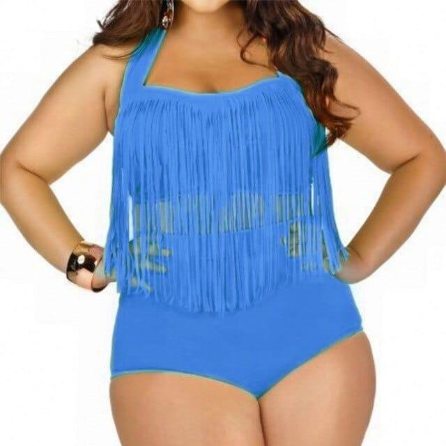 Dwuczęściowy Strój Kąpielowy Plus Size Z Górą Ozdobioną Sznureczkami