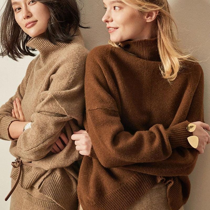 Oversizowy Sweter Z Golfem