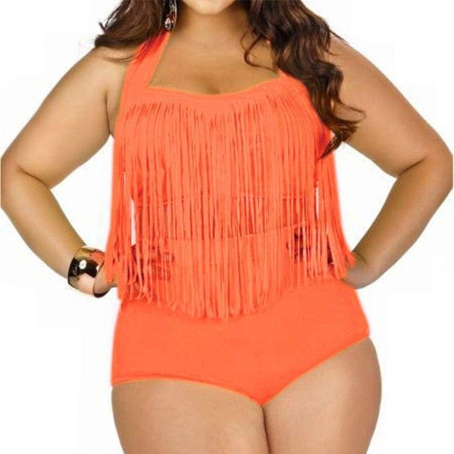 Dwuczęściowy Strój Kąpielowy Plus Size Z Górą Ozdobioną Sznureczkami