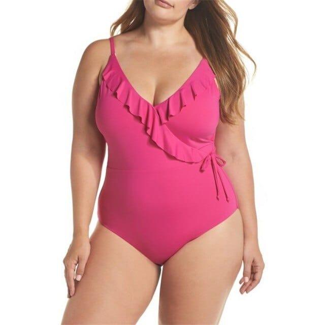 Jednoczęściowy Strój Kąpielowy Plus Size Z Falbanką
