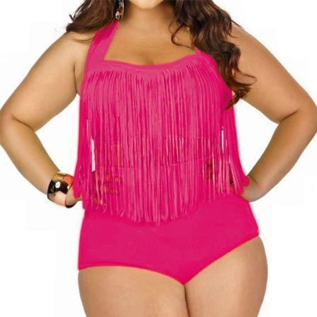Dwuczęściowy Strój Kąpielowy Plus Size Z Górą Ozdobioną Sznureczkami