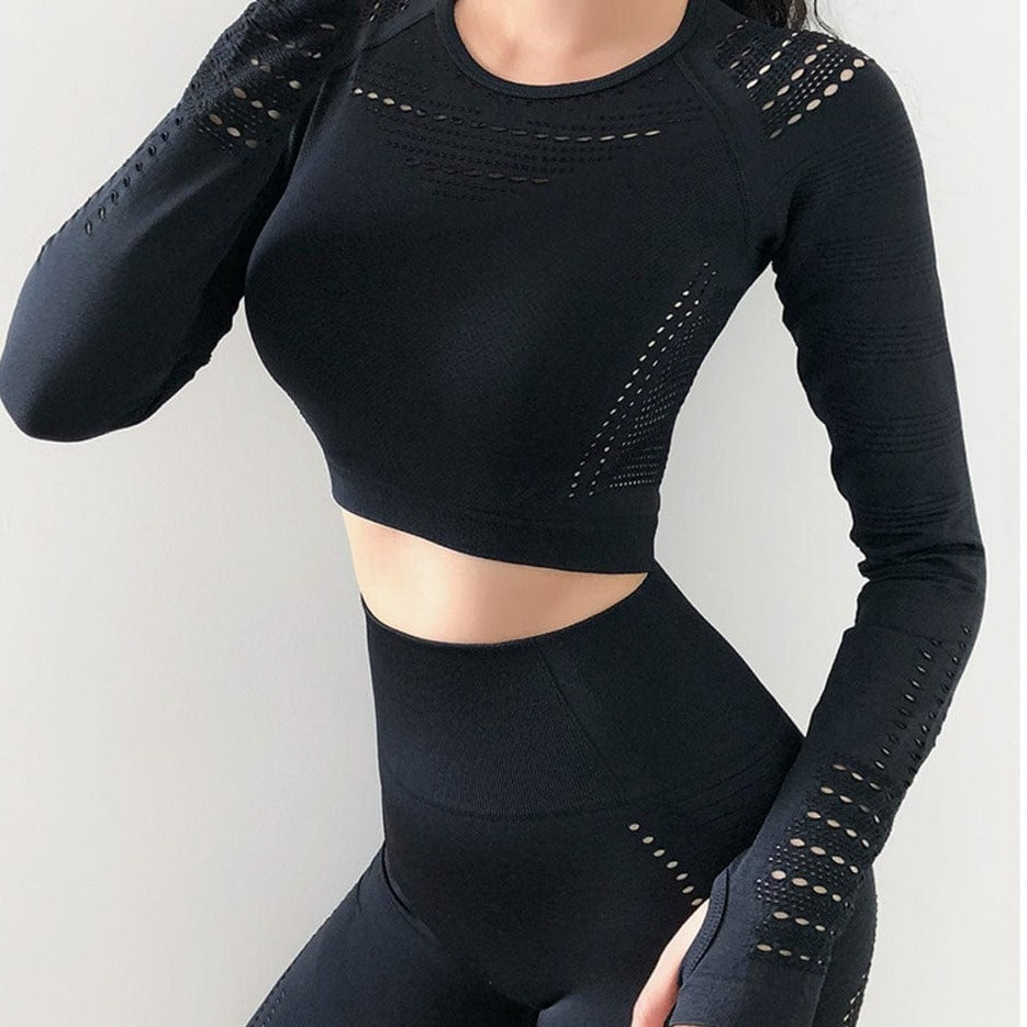 Sportowy Top Z Długim Rękawem