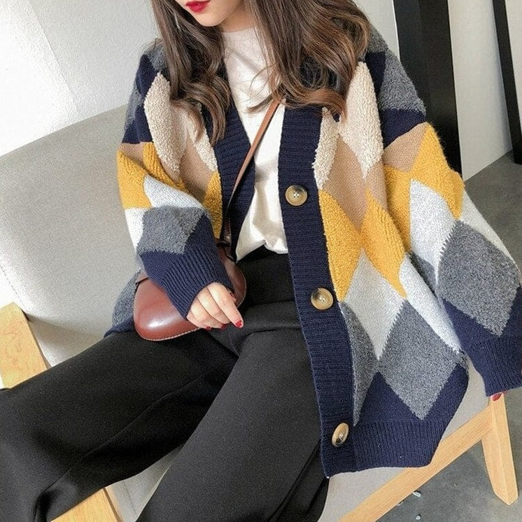 Sweter Kardigan W Romby
