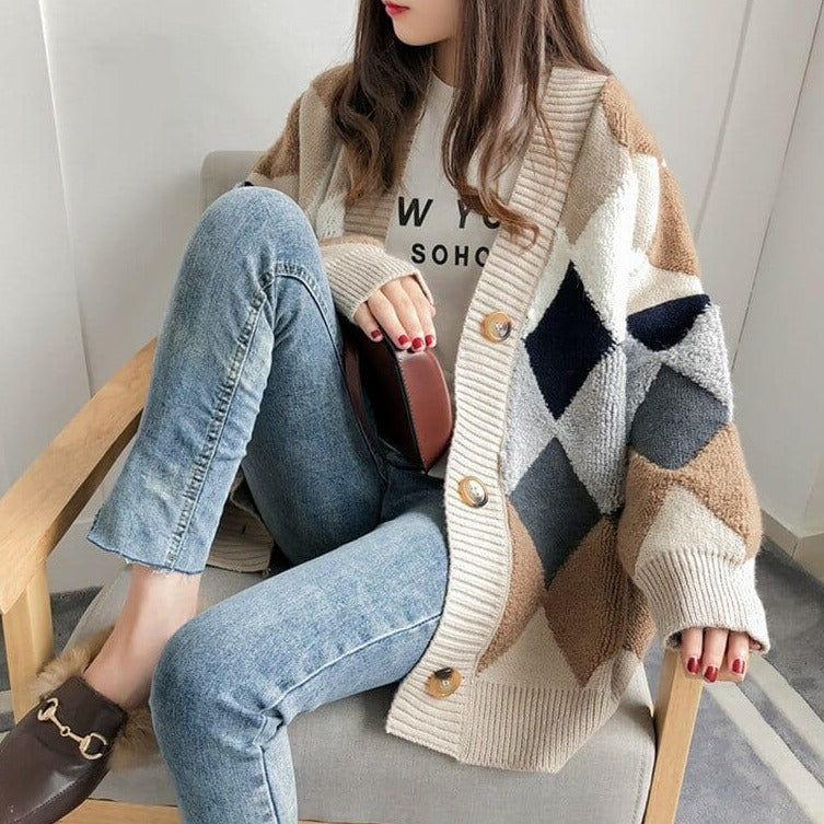 Sweter Kardigan W Romby