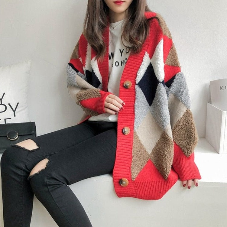 Sweter Kardigan W Romby