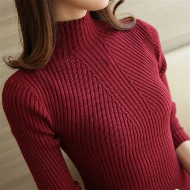 Dopasowany Sweter Z Golfem
