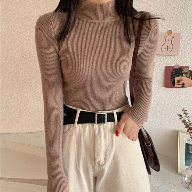 Minimalistyczny Sweter Z Golfem