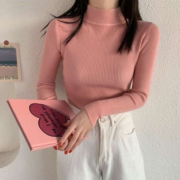 Minimalistyczny Sweter Z Golfem