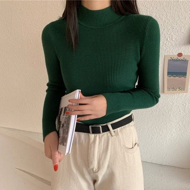 Minimalistyczny Sweter Z Golfem