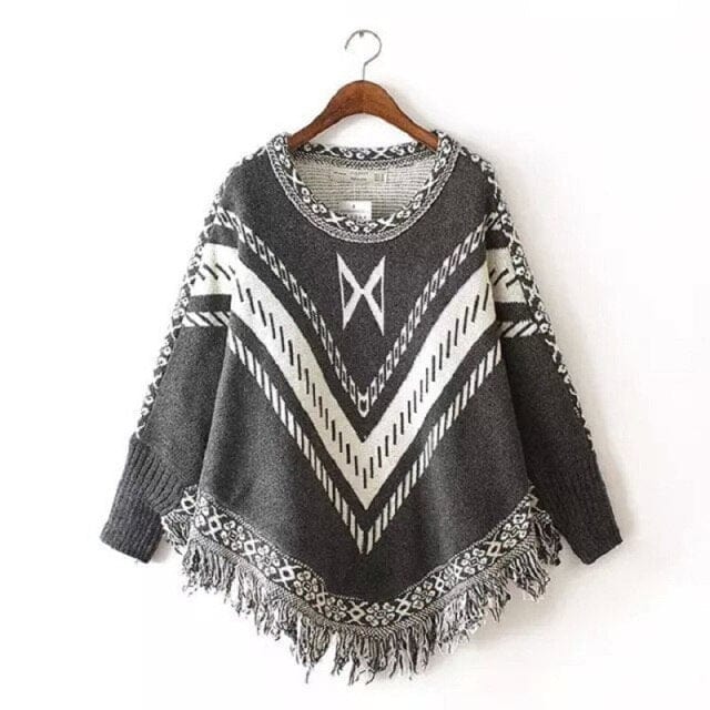 Sweter Ponczo Z Mankietami