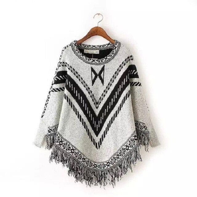 Sweter Ponczo Z Mankietami